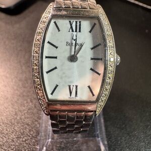 Bulova Silver Women's Watch with Crystal Details